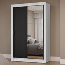 Ver imagem 1 de Guarda-roupa Solteiro 2 Portas de Correr com Espelho Branco/preto Milano Madesa