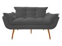 Ver imagem 2 de Kit Namoradeira +1 Puff Puf Decorativo Opala Suede Cinza Pés Madeira Mz Decor