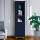Ver imagem 2 de Estante Torre 02 Prateleiras 1 Gaveta 1 Porta Pés Luiz Xv 50104 - Azul Petróleo/imbuia Glazer