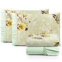 Ver imagem 1 de Jogo Cama Lençol Fiore Queen Estampado 180 Fios 100% Algodão com Babadinho 4 Peças Verde Floral