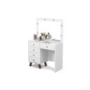 Ver imagem 2 de Penteadeira Camarim Me Retrô 100% Mdf com Iluminação em Led e 5 Gavetas Cor Branco