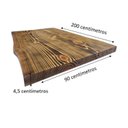 Ver imagem 3 de Tampo Rústico Retangular Acabamento Queimado Madeira Maciça 4,5x90x200cm