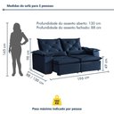 Ver imagem 2 de Sofá Atenas 3 Lugares Retrátil e Reclinável Azul Bic Suede Rei de Casa