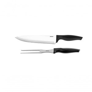 Kit Brinox para Churrasco com Faca e Garfo Trincante Lâmina de Aço Inoxidável Polido 2 Peças