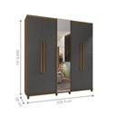 Ver imagem 2 de Guarda Roupa Villa Aurea 5 Portas com Espelho Grafite Cinza