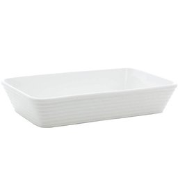 Kit 5 Travessas Assadeiras de Porcelana Branca 1,5l Refratários 30x20cm Buffet Restaurante - 3