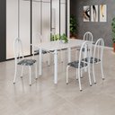 Ver imagem 1 de Conjunto de Mesa Tubular 140cm x 75cm Tampo em Vidro com 6 Cadeiras Iris B Branco/Preto
