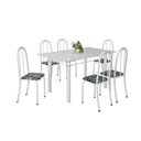 Ver imagem 2 de Conjunto de Mesa Tubular 140cm x 75cm Tampo em Vidro com 6 Cadeiras Iris B Branco/Preto