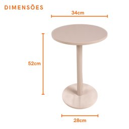 Mesa Lateral de Apoio Redonda Offwhite em Mdf para Sala Quarto Decoração Hall de Entrada Consultório - 2
