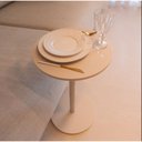 Ver imagem 3 de Mesa Lateral de Apoio Redonda Offwhite em Mdf para Sala Quarto Decoração Hall de Entrada Consultório