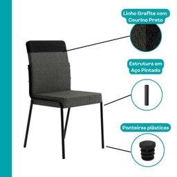 Conjunto Sala de Jantar 4 Cadeiras Seattle Carraro Nogal - 7