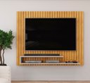 Ver imagem 1 de Painel Ripe com Ripado Decorativo e 2 Prateleira de 15mm - Cedro/bali Dj Móveis