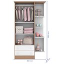 Ver imagem 3 de Guarda Roupa Infantil Pirulito 2 Portas C/ 2 Gavetas + Nicho Carvalho/branco