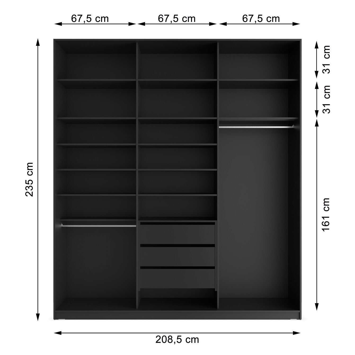 Closet Casal 100% MDF BP 3 Vaos 3 Gavetas Sion - 4