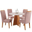Ver imagem 2 de Mesa de Jantar 4 Lugares Laila Mel/blonde/veludo Rosa - Pnr Móveis