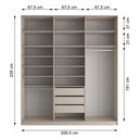 Ver imagem 5 de Closet Casal 100% MDF BP 208,5cm 3 Gavetas Sion Bege