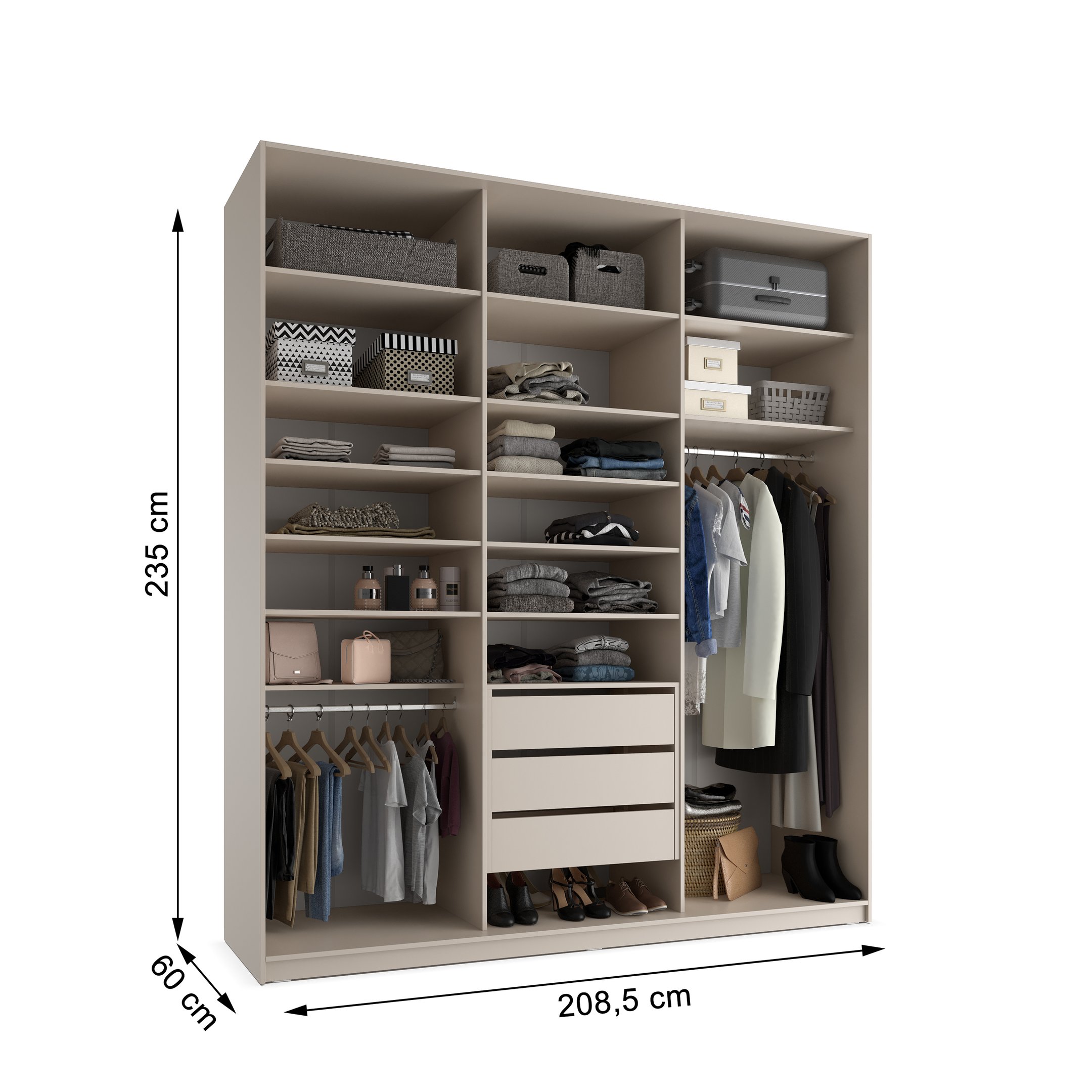 Closet Casal 100% MDF BP 3 Vaos 3 Gavetas Sion - 5