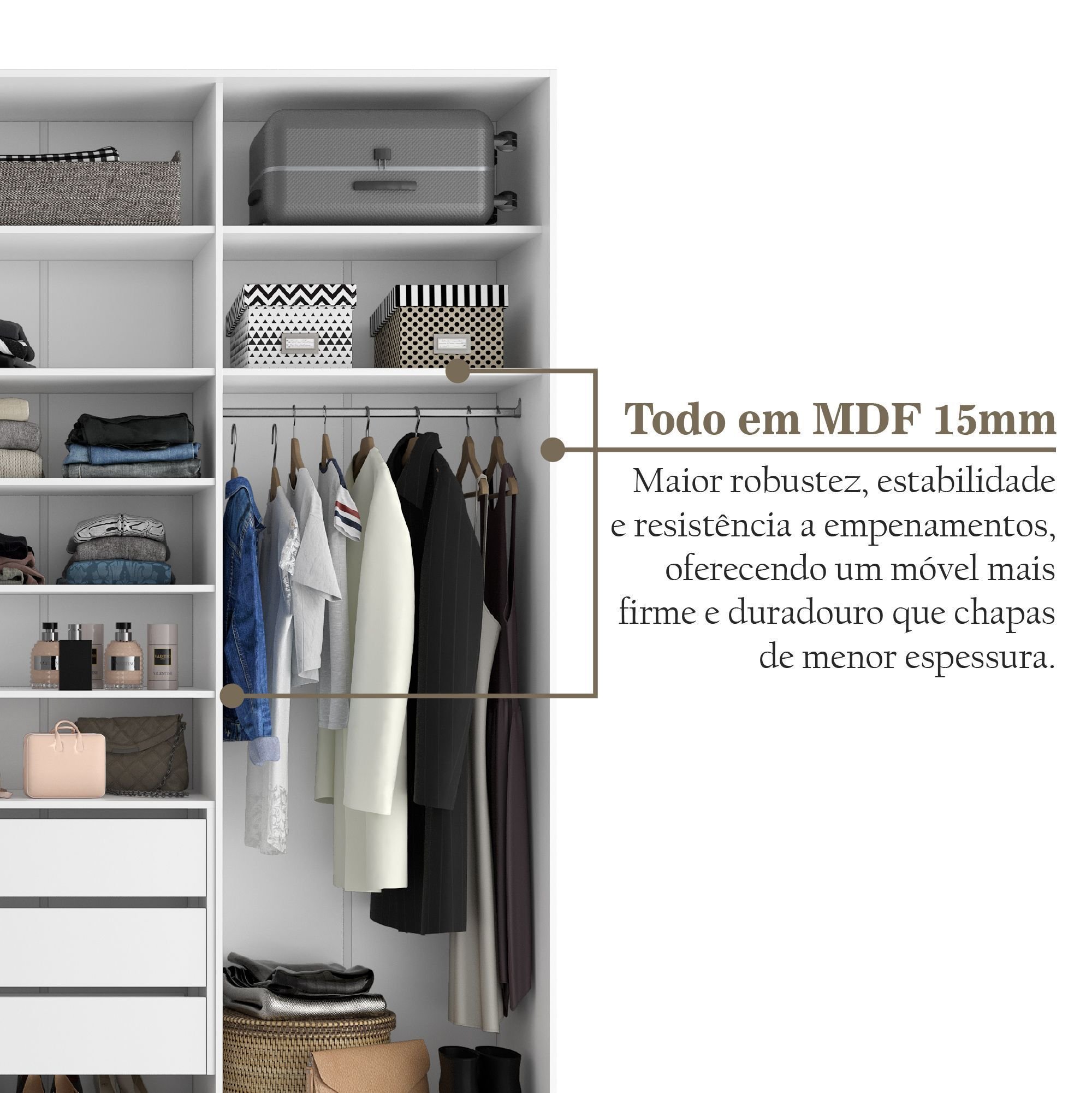 sion.m Closet Casal 100% MDF BP 277cm 6 Gavetas Sion | MadeiraMadeira