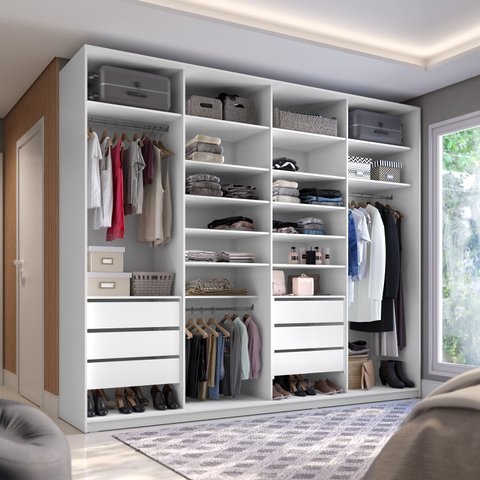 Closet Casal 100% MDF BP 277cm 6 Gavetas Sion