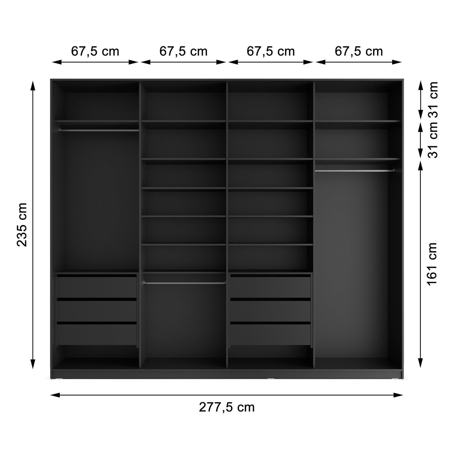 Closet Casal 100% MDF BP 4 Vaos 6 Gavetas Sion - 4