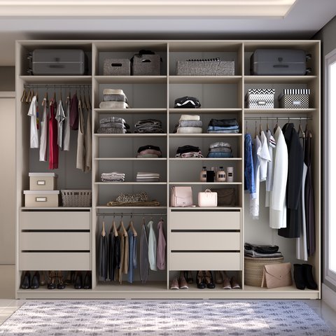 Closet Casal 100% MDF BP 277cm 6 Gavetas Sion