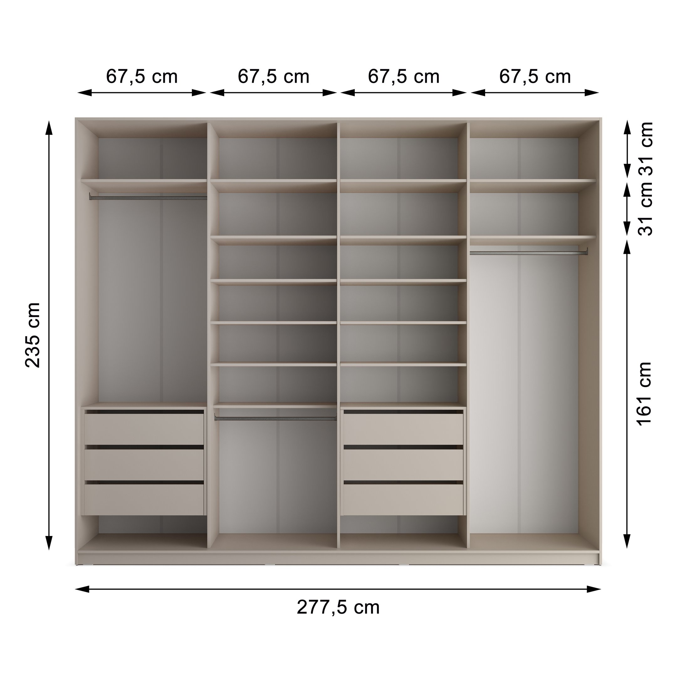 Closet Casal 100% MDF BP 4 Vaos 6 Gavetas Sion - 4