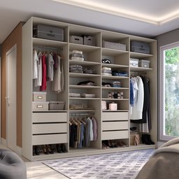 Closet Casal 100% MDF BP 277cm 6 Gavetas Sion Bege - 5