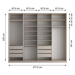 Closet Casal 100% MDF BP 277cm 6 Gavetas Sion Bege - 3