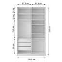 Ver imagem 4 de Closet Solteiro 100% MDF BP 139,5cm 3 Gavetas Sion