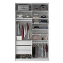 Ver imagem 2 de Closet Solteiro 100% MDF BP 139,5cm 3 Gavetas Sion Branco
