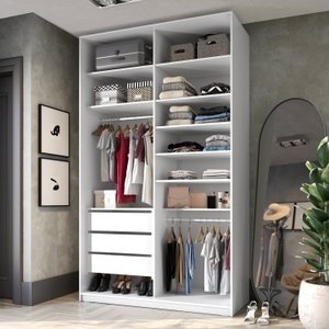 Closet Solteiro 100% MDF BP 2 Vaos 3 Gavetas Sion