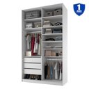 Ver imagem 4 de Closet Solteiro 100% MDF BP 139,5cm 3 Gavetas Sion Branco