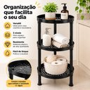 Ver imagem 3 de Organizador Multiuso Preto com 3 Prateleiras Plastica Vazada Fruteira Estante para Cozinha Lavanderi