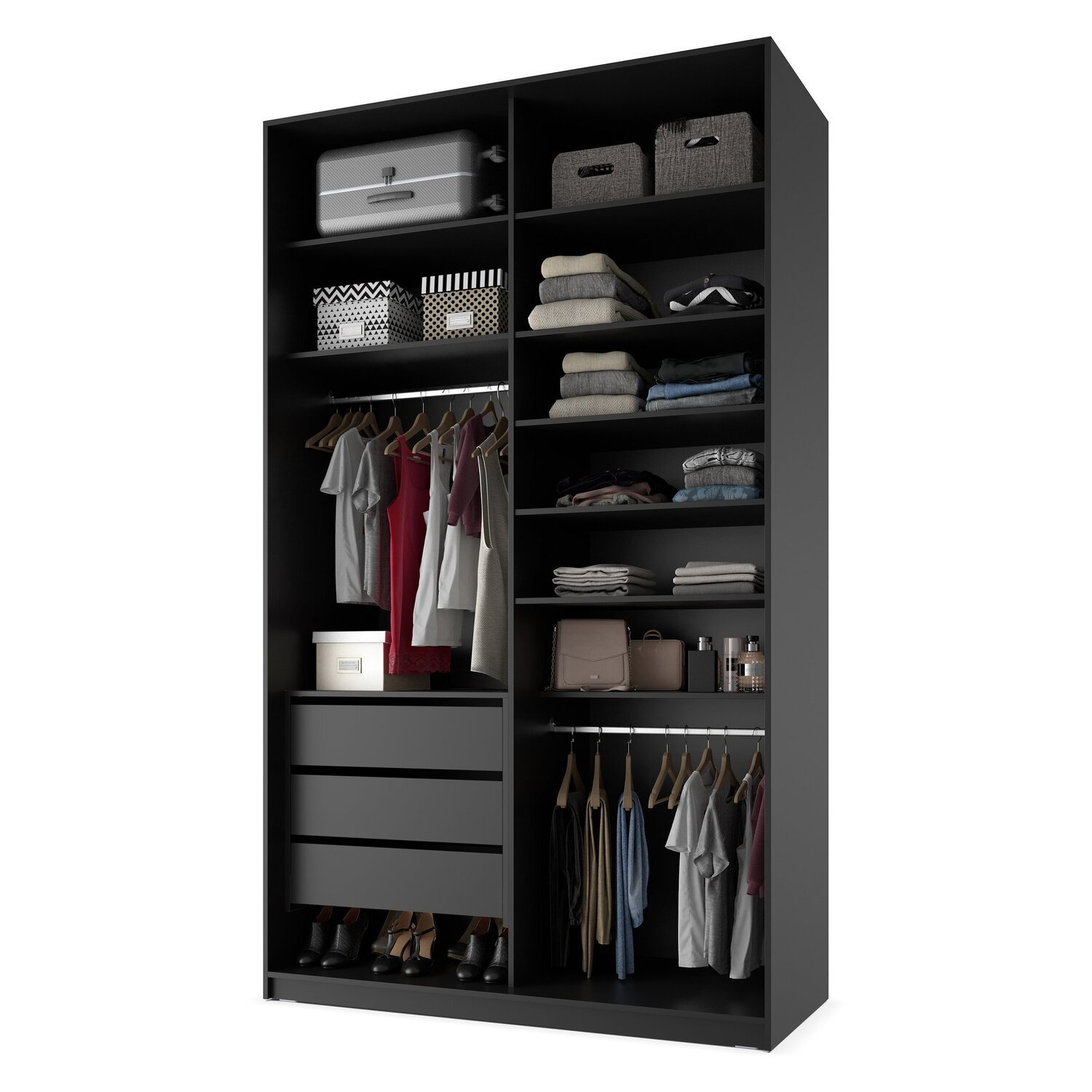 Closet Solteiro 100% MDF BP 2 Vaos 3 Gavetas Sion - 5