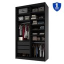 Ver imagem 4 de Closet Solteiro 100% MDF BP 139,5cm 3 Gavetas Sion Preto