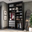 Ver imagem 1 de Closet Solteiro 100% MDF BP 139,5cm 3 Gavetas Sion Preto