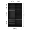 Ver imagem 5 de Closet Solteiro 100% MDF BP 139,5cm 3 Gavetas Sion Preto