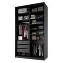 Ver imagem 6 de Closet Solteiro 100% MDF BP 139,5cm 3 Gavetas Sion Preto