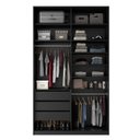 Ver imagem 2 de Closet Solteiro 100% MDF BP 139,5cm 3 Gavetas Sion Preto