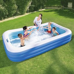 Piscina Inflável Retangular Azul 540 Litros 180 cm PVC Com Bomba VG+ VG Plus - 6