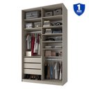 Ver imagem 4 de Closet Solteiro 100% MDF BP 139,5cm 3 Gavetas Sion Bege