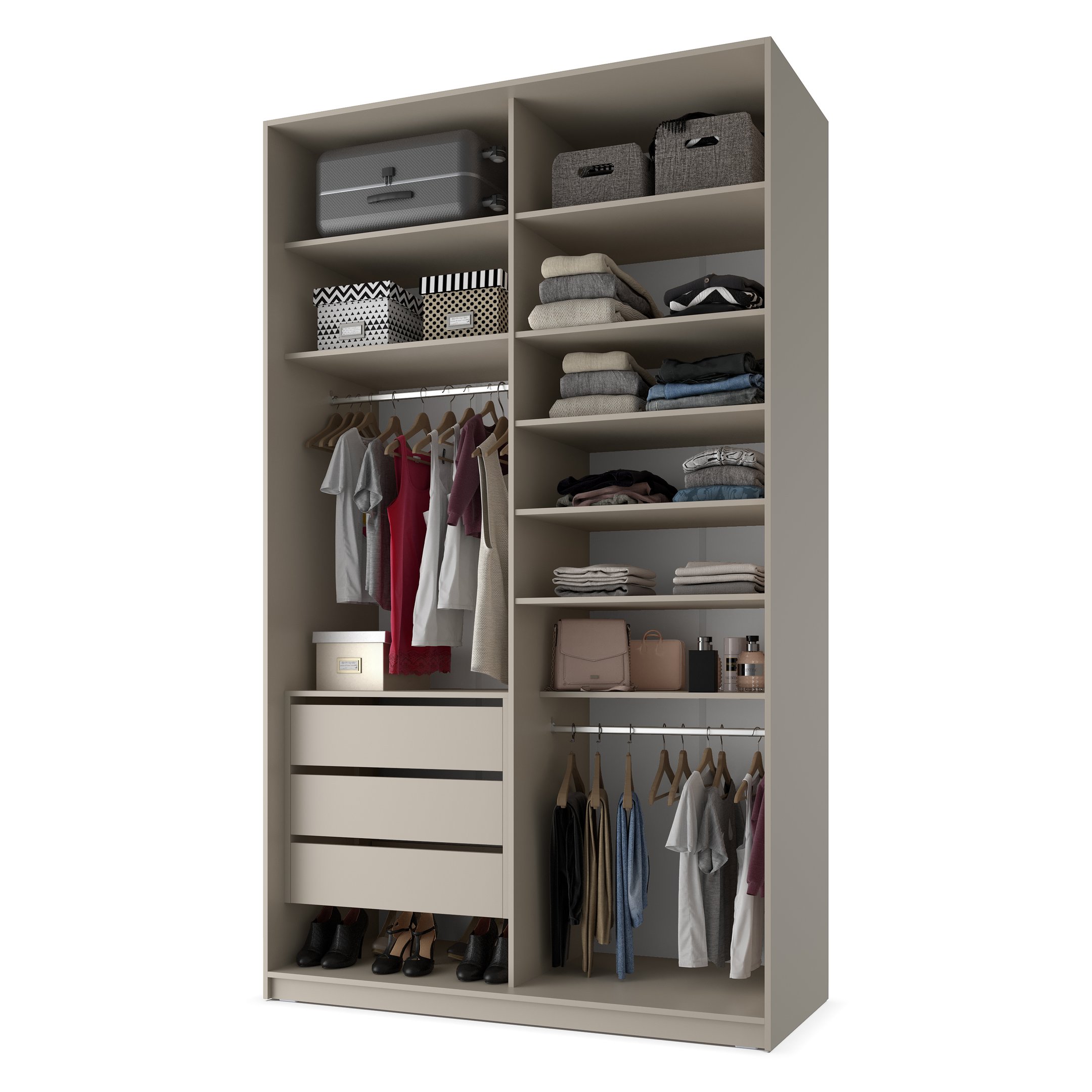 Closet Solteiro 100% MDF BP 2 Vaos 3 Gavetas Sion - 5