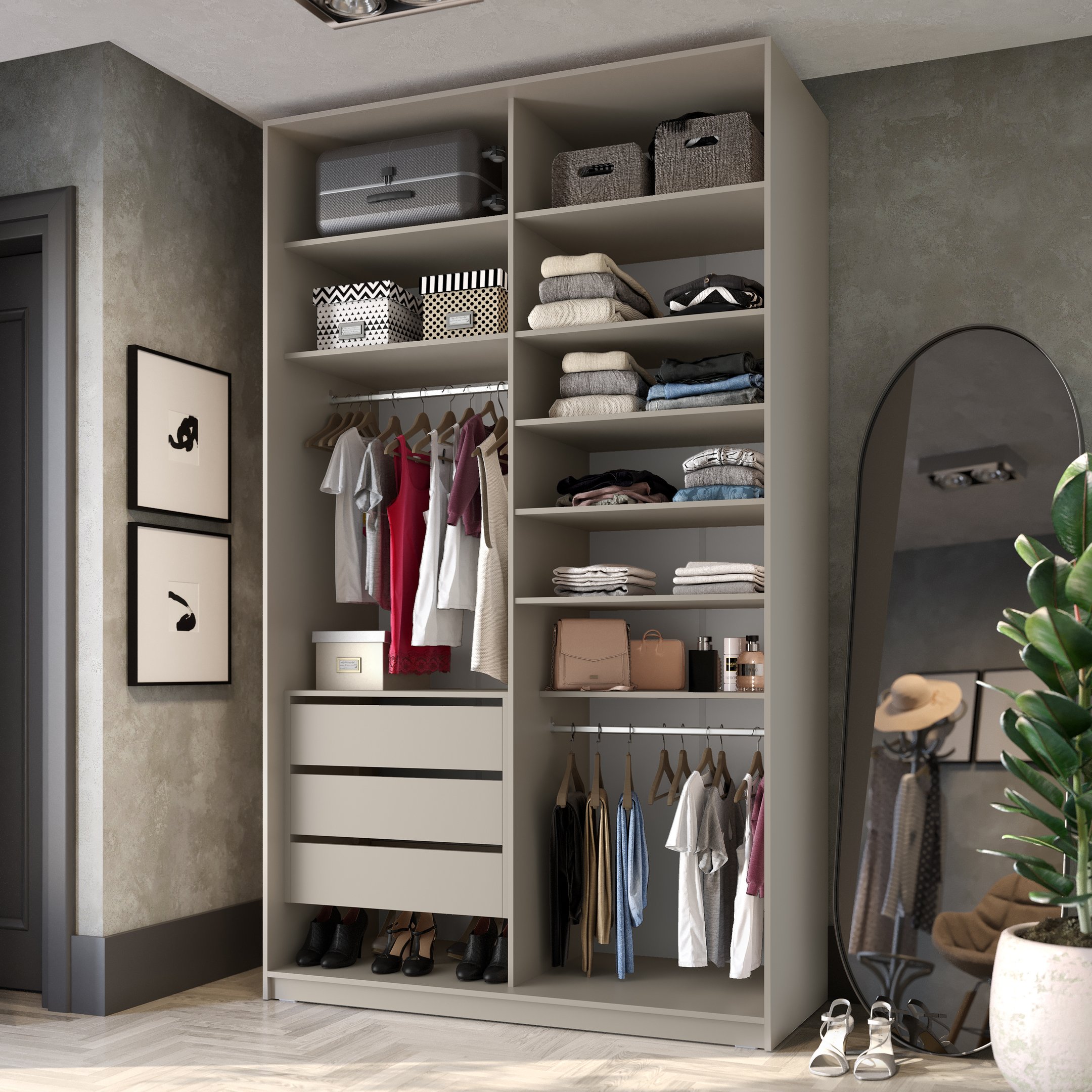 Closet Solteiro 100% MDF BP 2 Vaos 3 Gavetas Sion - 2