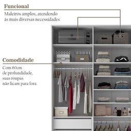 Closet Solteiro 100% MDF BP 139,5cm 3 Gavetas Sion - 9 Closet Solteiro 100% MDF BP 139,5cm 3 Gavetas Sion - 9