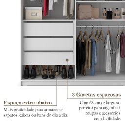 Closet Solteiro 100% MDF BP 139,5cm 3 Gavetas Sion - 11 Closet Solteiro 100% MDF BP 139,5cm 3 Gavetas Sion - 11