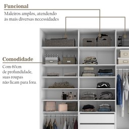 Closet Casal 100% MDF BP 208,5cm 3 Gavetas Sion - 10 Closet Casal 100% MDF BP 208,5cm 3 Gavetas Sion - 10