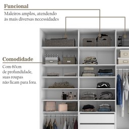 Closet Casal 100% MDF BP 208,5cm 3 Gavetas Sion Branco - 10