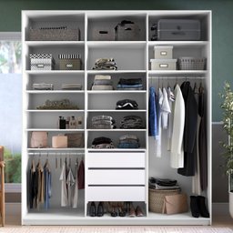 Closet Casal 100% MDF BP 208,5cm 3 Gavetas Sion - 2 Closet Casal 100% MDF BP 208,5cm 3 Gavetas Sion - 2