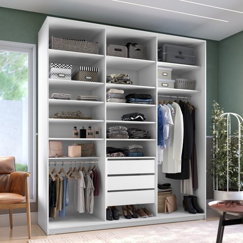 Closet Casal 100% MDF BP 208,5cm 3 Gavetas Sion