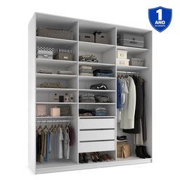 Closet Casal 100% MDF BP 208,5cm 3 Gavetas Sion Branco - 4